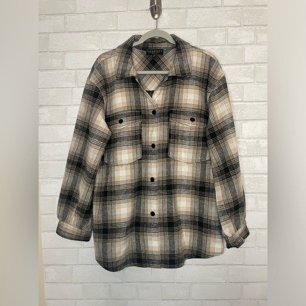 Laundry by Shelli Segal LA Plaid Thick Flannel Shacket Women's Size Large